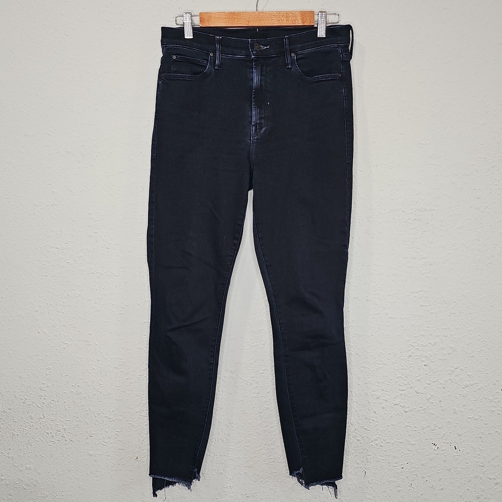 Mother Women's Black The Stunner Zip Two Step Fray Holding Hands Jeans‎ Size 28